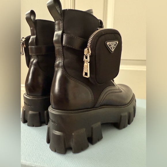 PRADA Monolith with Side Pocket Ankle Boot Size US 7 Black - Picture 13 of 17